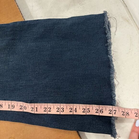 Anthropologie Pilcro Dark Wash Flare Jeans Raw Hem Size 28 - Picture 12 of 12